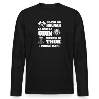 Papa viking - T-shirt manches longues Premium bio Homme - noir - Devant - Nico (187cm)