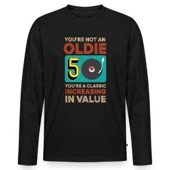 50. Geburtstag You're Not An Oldie August 1970 - Männer Premium Bio Langarmshirt - Schwarz - Vorne - Nico (187cm)