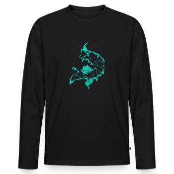 Pike fish fishing - Men's Premium Organic Long Sleeve Shirt - black - Front - Nico (187cm)