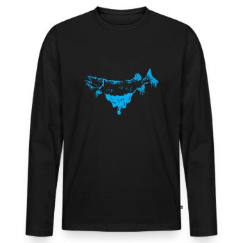 Pike fish blue - Men's Premium Organic Long Sleeve Shirt - black - Front - Nico (187cm)