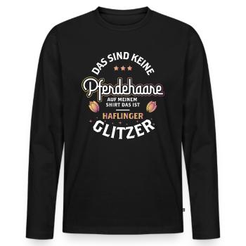 Reiterin Pferd Spruch Haare Glitzer Haflinger - Männer Premium Bio Langarmshirt - Schwarz - Vorne - Nico (187cm)