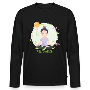 Relaxation - T-shirt manches longues Premium bio Homme - noir - Devant - Nico (187cm)