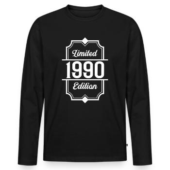 Retro 09/90 gift idea 30 year old man & woman - Men's Premium Organic Long Sleeve Shirt - black - Front - Nico (187cm)
