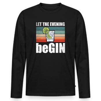 Let The Evening BeGin - Men's Premium Organic Long Sleeve Shirt - black - Front - Nico (187cm)