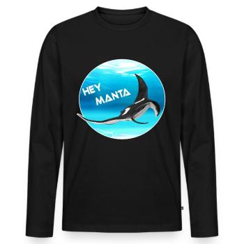 Hey Manta - Männer Premium Bio Langarmshirt - Schwarz - Vorne - Nico (187cm)