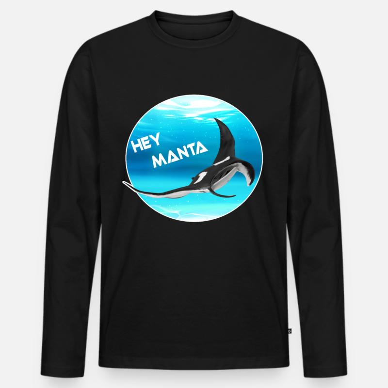 Hey Manta - Männer Premium Bio Langarmshirt - Schwarz