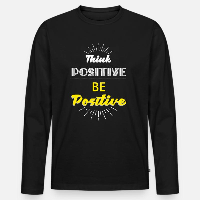 Positiv Denken, Positiv sein - Männer Premium Bio Langarmshirt - Schwarz