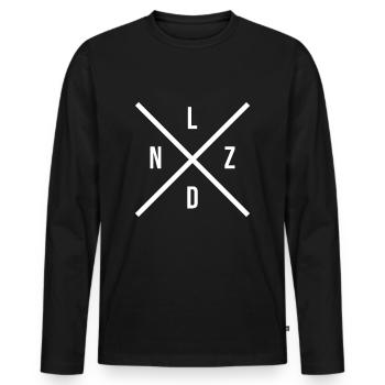 New Zealand! - Men's Premium Organic Long Sleeve Shirt - black - Front - Nico (187cm)