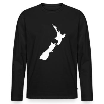 New Zealand! - Men's Premium Organic Long Sleeve Shirt - black - Front - Nico (187cm)