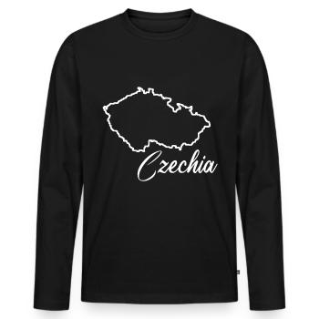 Drôle de dicton tchèque sur la République tchèque - T-shirt manches longues Premium bio Homme - noir - Devant - Nico (187cm)