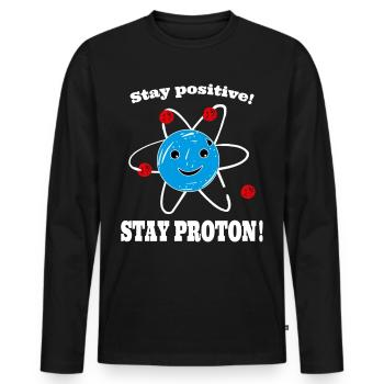 Positive thinking proton - Men's Premium Organic Long Sleeve Shirt - black - Front - Nico (187cm)
