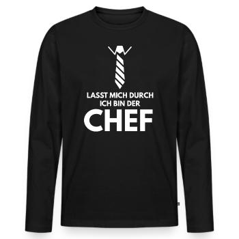 Lasst mich durch ich bin der Chef - Männer Premium Bio Langarmshirt - Schwarz - Vorne - Nico (187cm)