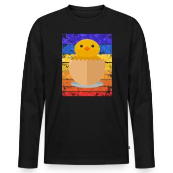 Küken Sunset - T-shirt manches longues Premium bio Homme - noir - Devant - Nico (187cm)