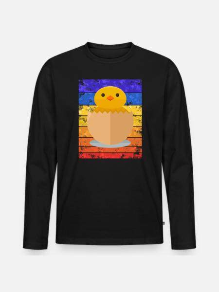 Küken Sunset - Männer Premium Bio Langarmshirt - Schwarz