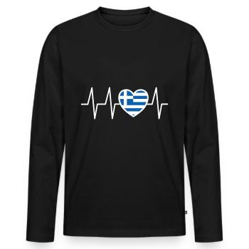Lustiger Griechischer Spruch Griechenland Geschenk - Männer Premium Bio Langarmshirt - Schwarz - Vorne - Nico (187cm)