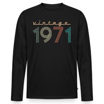 50th birthday 50th gift vintage 1971 - Men's Premium Organic Long Sleeve Shirt - black - Front - Nico (187cm)