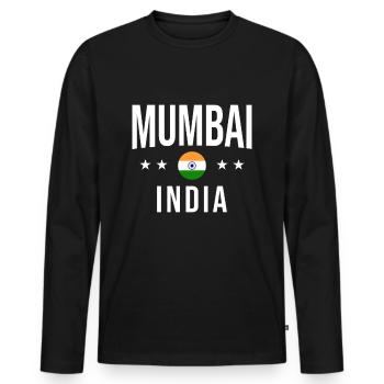 Lustiger indischer Spruch aus Indien als Geschenk - Männer Premium Bio Langarmshirt - Schwarz - Vorne - Nico (187cm)