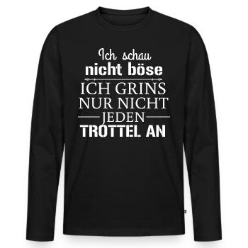 Ich schau nicht böse - Männer Premium Bio Langarmshirt - Schwarz - Vorne - Nico (187cm)