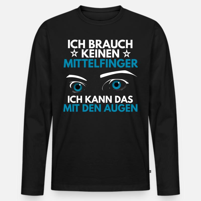 Ich brauch keinen Mittelfinger - Männer Premium Bio Langarmshirt - Schwarz