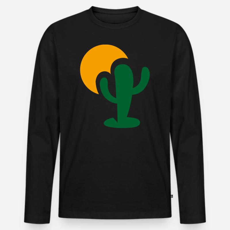 Sonnen Kaktus Design - Männer Premium Bio Langarmshirt - Schwarz