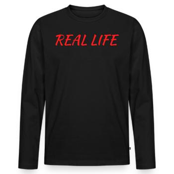 Real Life - Men's Premium Organic Long Sleeve Shirt - black - Front - Nico (187cm)