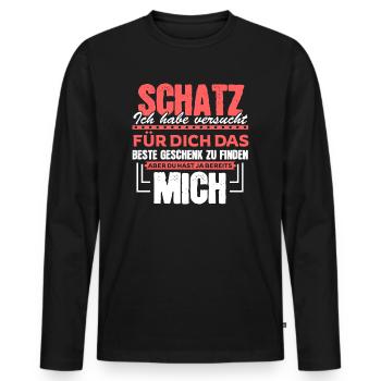 Bestes Geschenk für den Schatz Geschenk Spruch - Männer Premium Bio Langarmshirt - Schwarz - Vorne - Nico (187cm)