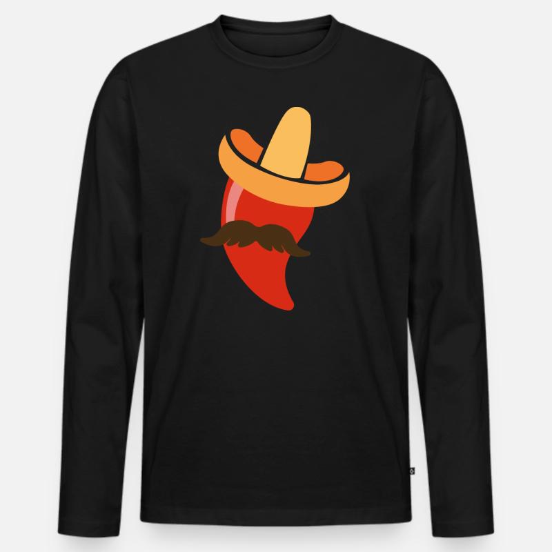 Mexikanische Peperoni Design - Männer Premium Bio Langarmshirt - Schwarz