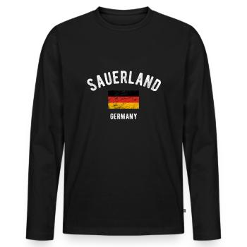 Lustiger Sauerland Spruch als Geschenk! - Männer Premium Bio Langarmshirt - Schwarz - Vorne - Nico (187cm)