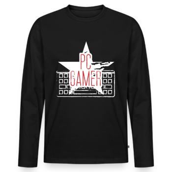 PC Gamer - T-shirt manches longues Premium bio Homme - noir - Devant - Nico (187cm)
