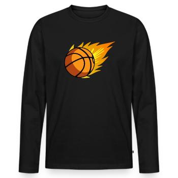 Lustiger Basketball Spruch für Basketballspieler! - Männer Premium Bio Langarmshirt - Schwarz - Vorne - Nico (187cm)