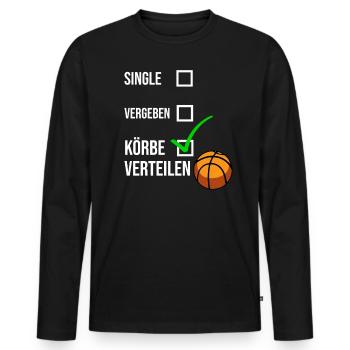 Lustiger Basketball Spruch für Basketballspieler! - Männer Premium Bio Langarmshirt - Schwarz - Vorne - Nico (187cm)