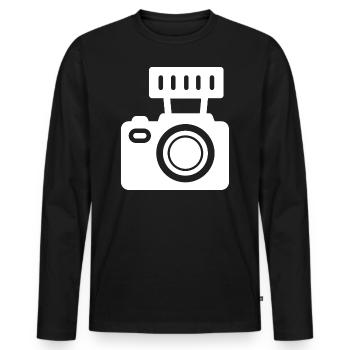 Camera - Men's Premium Organic Long Sleeve Shirt - black - Front - Nico (187cm)