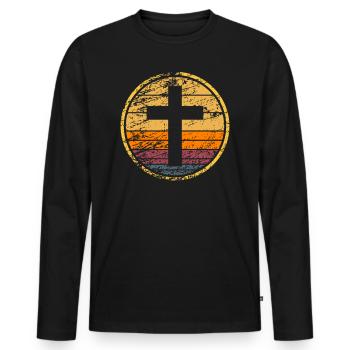Funny Christian saying about Jesus and God! - Men's Premium Organic Long Sleeve Shirt - black - Front - Nico (187cm)