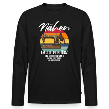 Lustiger Nähen Spruch als Geschenk für Näherinnen - Männer Premium Bio Langarmshirt - Schwarz - Vorne - Nico (187cm)
