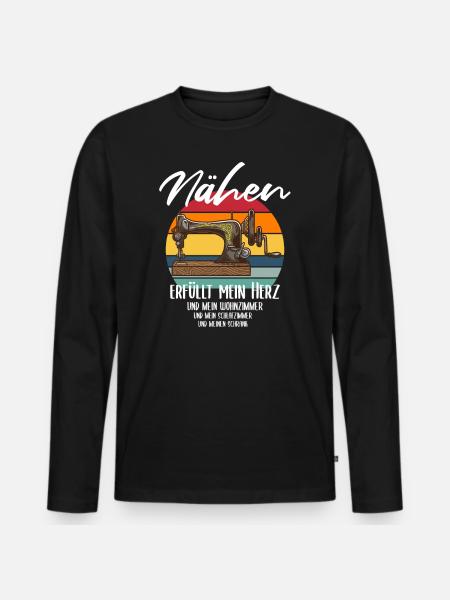 Lustiger Nähen Spruch als Geschenk für Näherinnen - Männer Premium Bio Langarmshirt - Schwarz