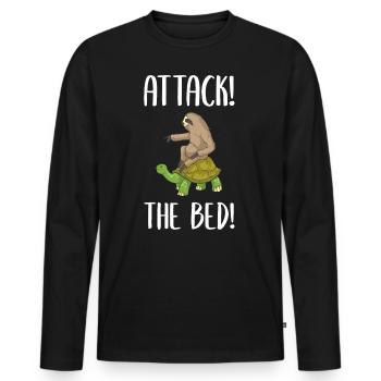 Lustiger Faultier Spruch über Faultiere! - Männer Premium Bio Langarmshirt - Schwarz - Vorne - Nico (187cm)