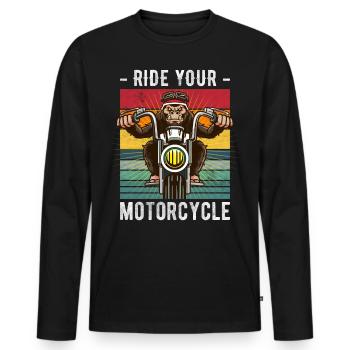 Funny motorcycle saying for motorcyclists! - Men's Premium Organic Long Sleeve Shirt - black - Front - Nico (187cm)
