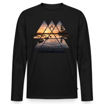 Abstrakter See - Männer Premium Bio Langarmshirt - Schwarz - Vorne - Nico (187cm)