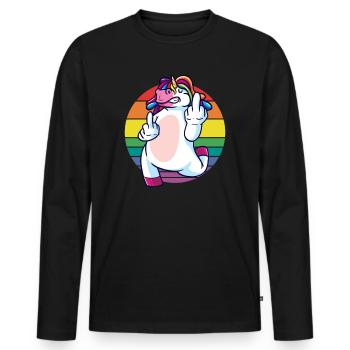 Funny unicorn saying about unicorns! - Men's Premium Organic Long Sleeve Shirt - black - Front - Nico (187cm)