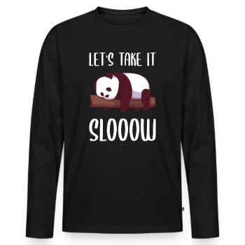 Drôle de panda, proverbe sur les pandas comme cadeau ! - T-shirt manches longues Premium bio Homme - noir - Devant - Nico (187cm)