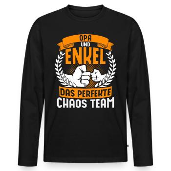 Opa Und Enkel Spruch Das Perfekte Chaos Team - Männer Premium Bio Langarmshirt - Schwarz - Vorne - Nico (187cm)
