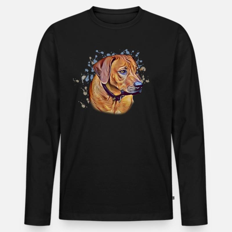 Rhodesian Ridgeback Portrait Hundebesitzer - Männer Premium Bio Langarmshirt - Schwarz