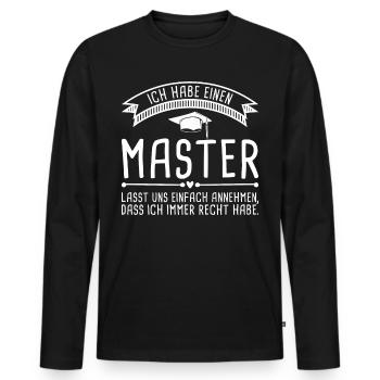 Witziges Motiv Masterabschluss Spruch Master Hut - Männer Premium Bio Langarmshirt - Schwarz - Vorne - Nico (187cm)