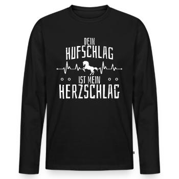Dein Hufschlag Ist Mein Herzschlag Spruch Reiter - Männer Premium Bio Langarmshirt - Schwarz - Vorne - Nico (187cm)