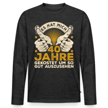 40. Geburtstag Männer 40 Jahre 40 jährige Männer - Männer Premium Bio Langarmshirt - Anthrazit meliert - Vorne - Nico (187cm)