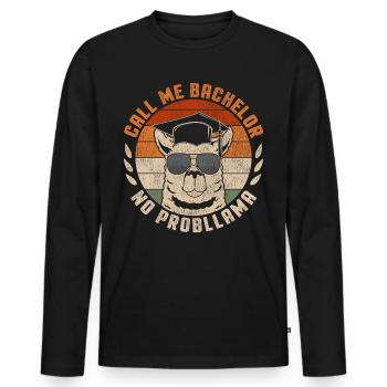 Call Me Bachelor Lama Bachelor Hat College Graduat - Männer Premium Bio Langarmshirt - Schwarz - Vorne - Nico (187cm)