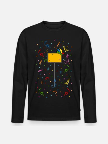 Fasching Fastnacht Karneval Ortsschild Narrenkappe - Männer Premium Bio Langarmshirt - Schwarz
