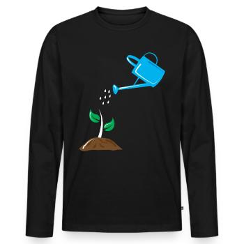 Garten Pflanzen Gießen - Männer Premium Bio Langarmshirt - Schwarz - Vorne - Nico (187cm)