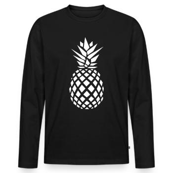 Ananas - Männer Premium Bio Langarmshirt - Schwarz - Vorne - Nico (187cm)