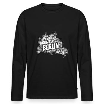 Berlin - Männer Premium Bio Langarmshirt - Schwarz - Vorne - Nico (187cm)